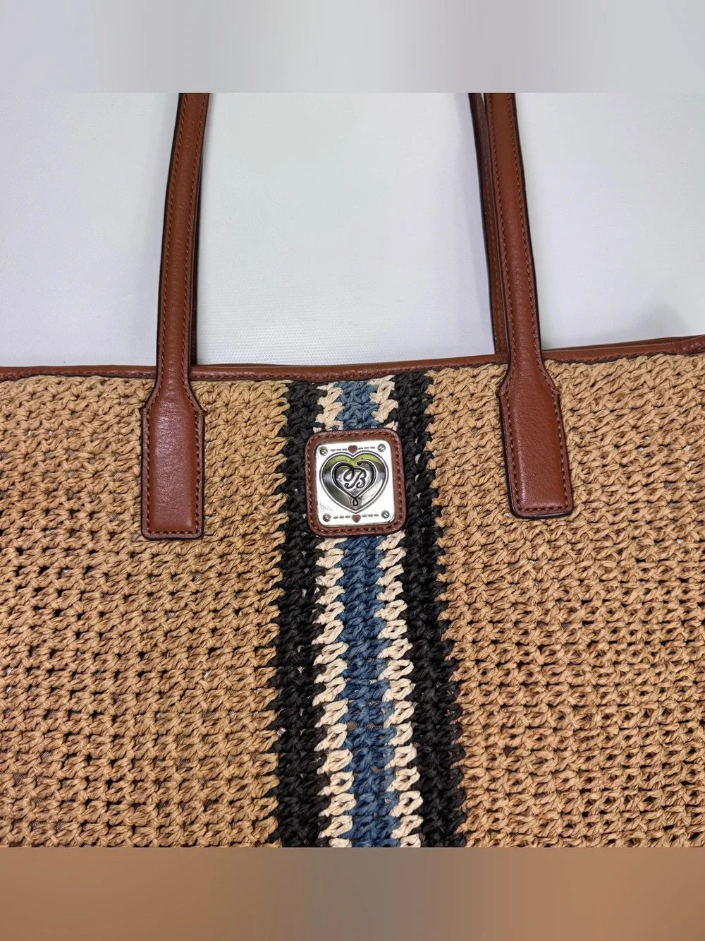BRIGHTON POSIE RAFFIA CROSSBODY BUCKET BAG WHEAT-MULTI